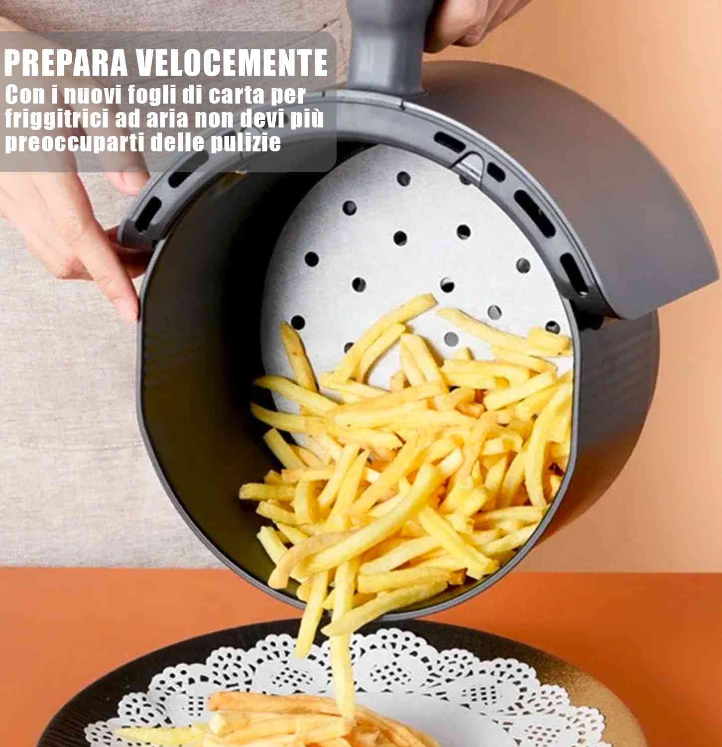 100 fogli Carta Forno per Friggitrice Rotondi ad Aria 100 Pezzi, Usa e Getta foto 3